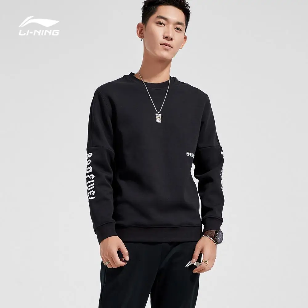 Li-Ning мужской баскетбольный свитер серии BAD FIVE из 66% хлопка и 34% полиэстера, удобная спортивная толстовка с подкладкой AWDN857 MWW1463