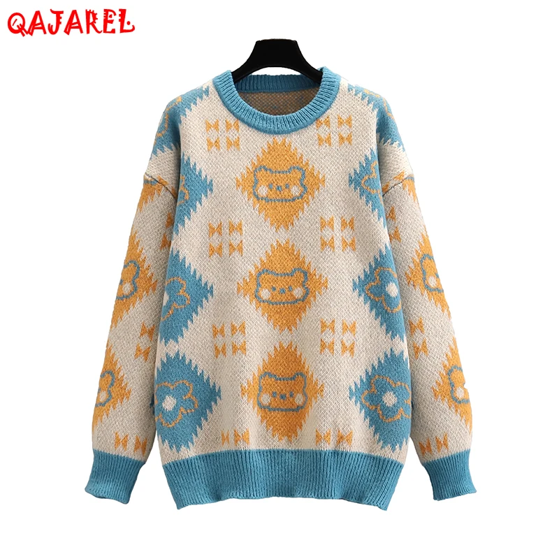 

Женский трикотажный хлопковый свитер в клетку, плотные теплые пуловеры на осень и зиму, новинка 2022, корейский винтажный элегантный облегающ...