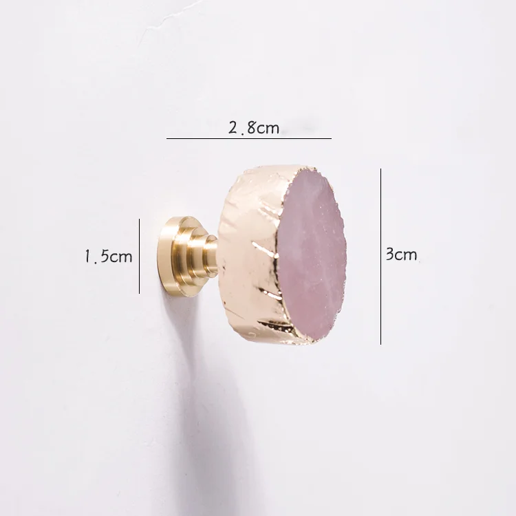 Ручки из розового кристалла и мрамора с одним отверстием для мебели кухонных