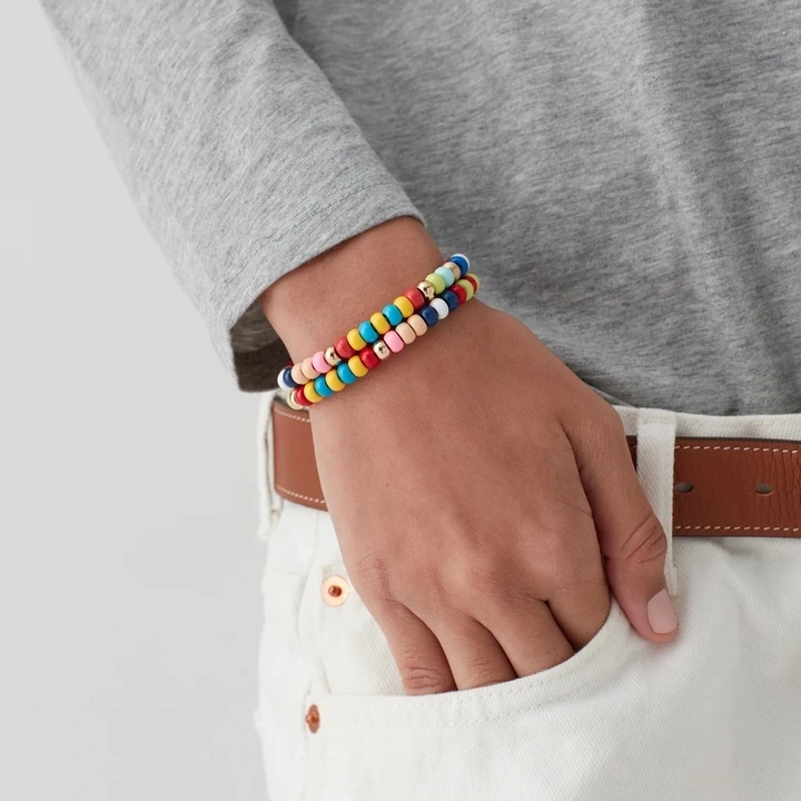 Женское богемное ожерелье чокер brioche boho летнее с радужными бусинами для девочек