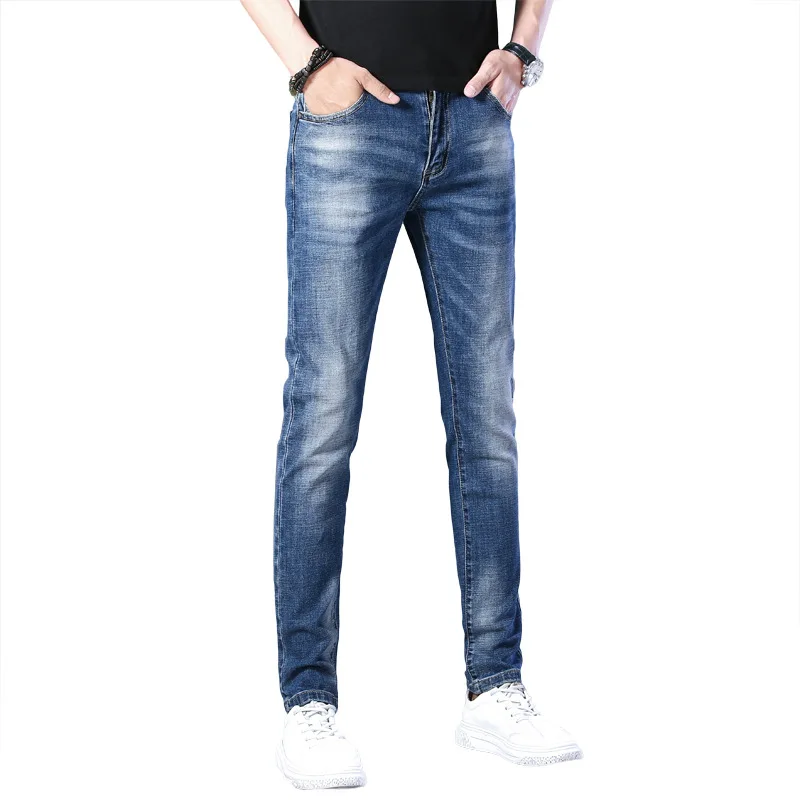 

Luren Foreign Trade Goods New Product Discount Embroidered Hot Fix Rhinestone Casual Jeans Men Slim Fit Skinny Jeans