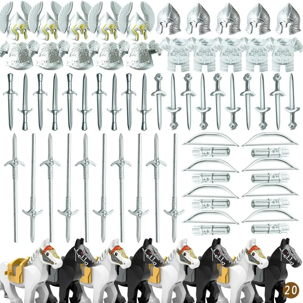 Фото Medieval Knight Accessory Set  military  for 4cm mini dolls MOC  dwarf   weapons building blocks brick toys for children №4