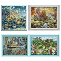 holiday villa joy sunday cross stitch kit embroidery needlework set stamped counted crafts home decoration gift 11ct 14ct print
