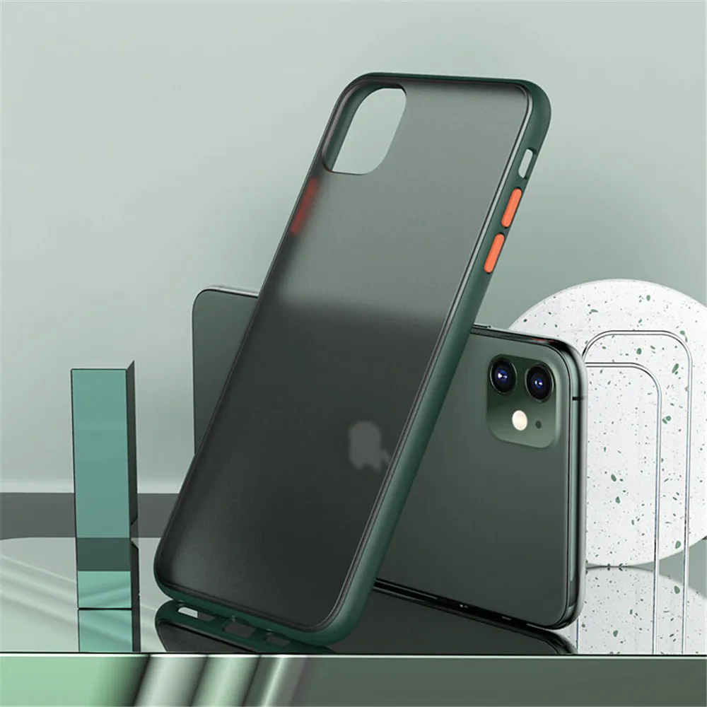 

Phone Case For iphone11 12 Mini X XR XS 6 6s 7 8 Plus Cases SE 2020 Contrast Color Frame Matte Cover For iphone 11 Pro max case
