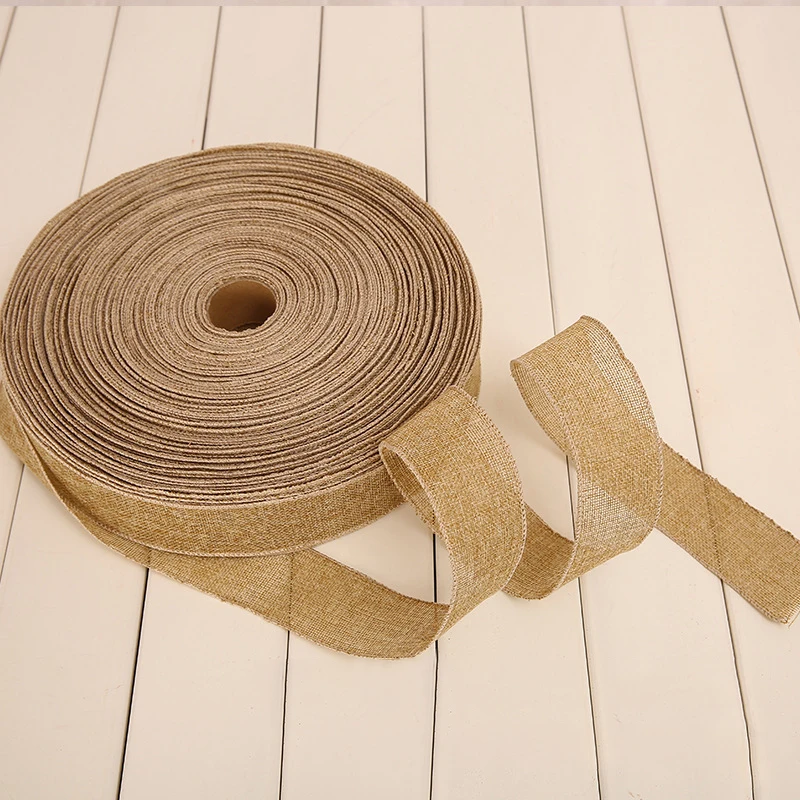 

2m/lot 5cm Natural Jute Burlap Printed Ribbon Linen Roll Sewing Fabric for DIY Clothing Hat Bag Home Decor Christmas Wedding