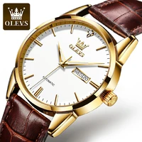olevs 2021 new sport automatic mechanical watch for men fashion date waterproof automatic watch luxury leather men watches