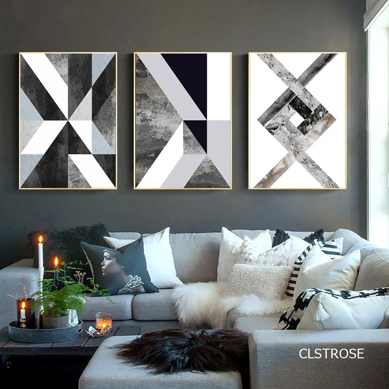 Черно-белая Геометрическая фигурка плакаты в нордическом современном стиле