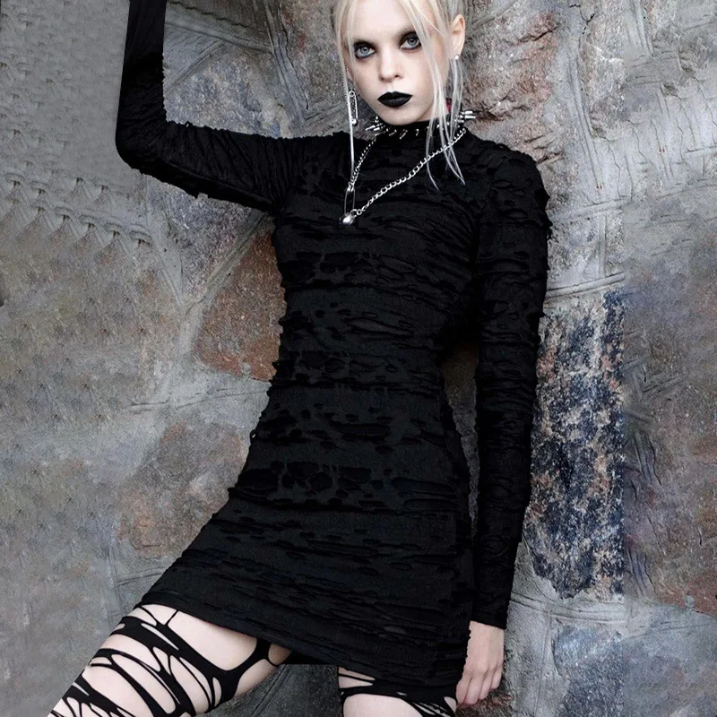 

Mall Goth Dark Design Sense Harajuku, платье, тонкое платье для женщин Y2K, популярные товары, композитная юбка с отверстиями