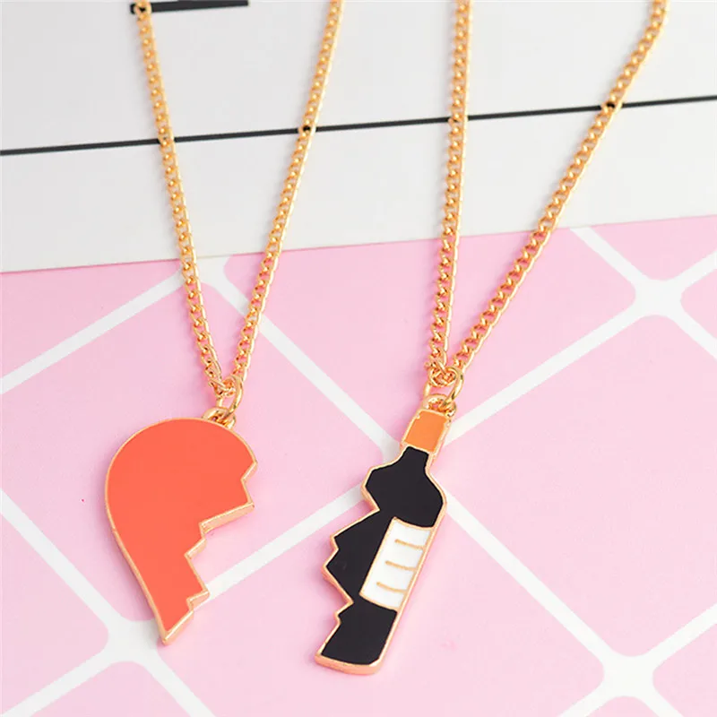 2 шт./компл. лучшие друзья влюбленные половинчатое сердце бутылка вина подвески Bff