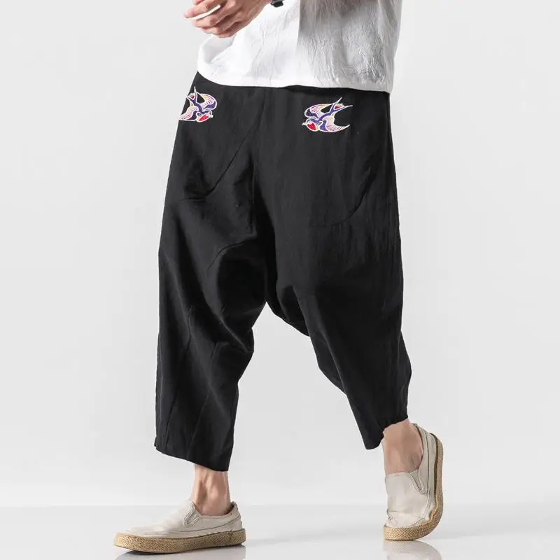 

Big Size Men Joggers Pants 2020 Mens Streetwear Harem Pants Male Loose Casual Sweatpants Cotton Linen Embroidery Trousers 5XL