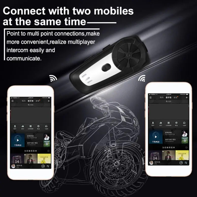 Motorcycle Helmet Intercom M6 Bluetooth Headset Waterproof Interphone H4GC | Автомобили и мотоциклы