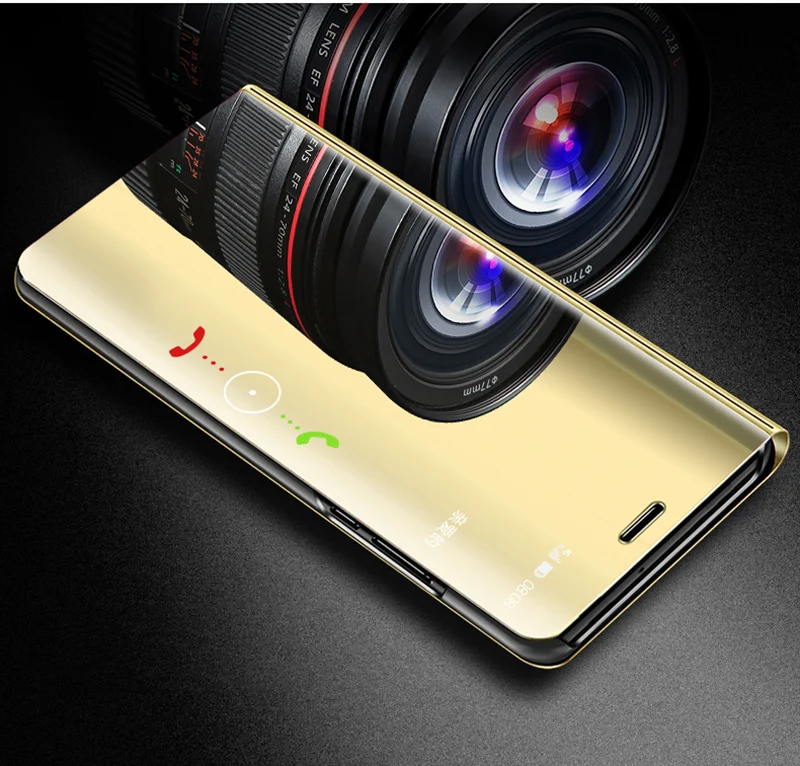 Зеркальный флип-чехол с покрытием для iphone 11Pro Max XR X 8 7 6 6s Plus, тонкий прозрачный чехол с окошком для samsung Galaxy S8 S7 S6 A7 A5