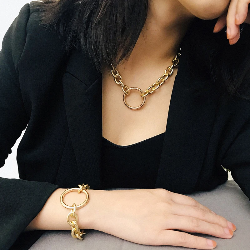 2020 массивная цепочка чокер панк Рок массивное ожерелье браслет Женская мода