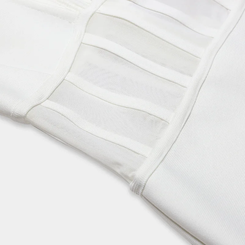 

2021 free shipping sexy hollow out splicing buttocks skirt celebrity banquet full dress long sleeve tight fitting bandage dress