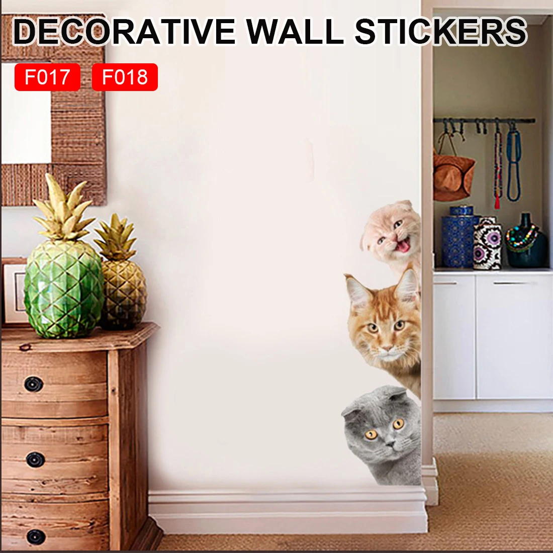 

Dogs Cats 3D Wall Sticker Funny Door Window Wardrobe Fridge Decorations for Kids Room Home Decor Cartoon Animal Art Wall Sticker