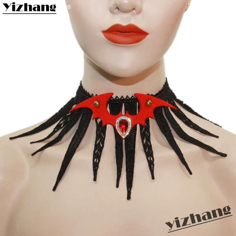 Yizhang Хэллоуин вампир летучая мышь кружевное ожерелье реквизит маскарадная