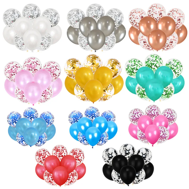 

10pcs12 Inch Confetti Sequins Birthday Party Wedding Wedding Room Layout Atmosphere Decoration Latex Balloons