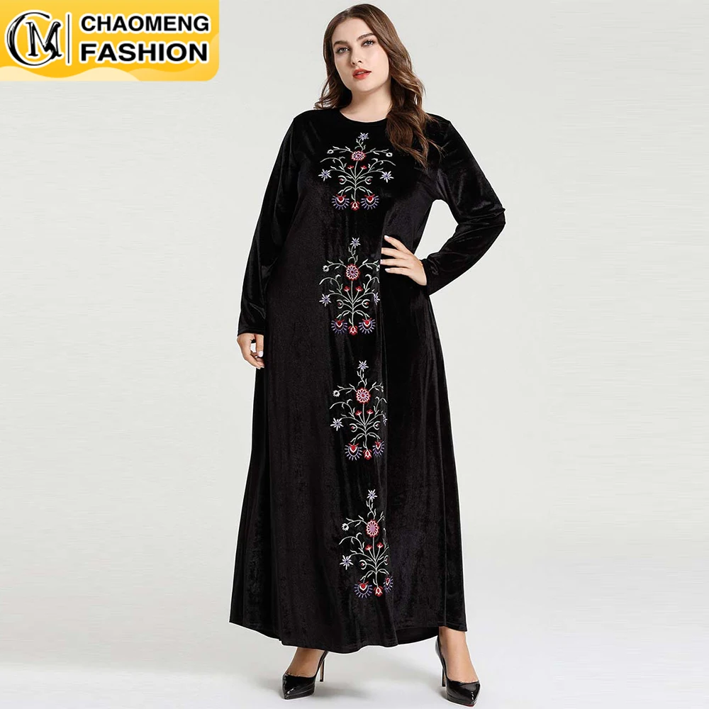 

Abaya Embroidered Fashion Plus Size Hijab Dress Turkey Kaftan Islam Clothing Muslim For Women Vestidos Arabic Maxi Robe