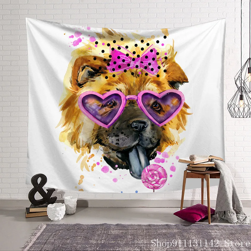 Милые розовые спецэффекты кошка и собака забавное мультяшное одеяло гобелен 3D