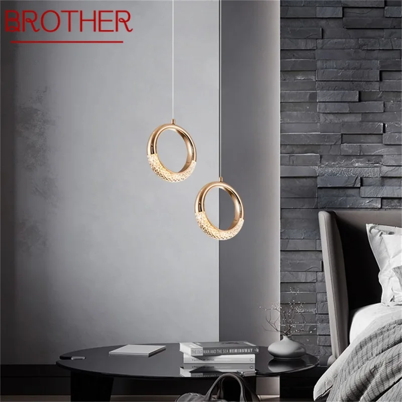 

BROTHER Pendant Light Modern LED Creative Lamp Fixtures Round Ring Decorative for Home Stairs Aisle