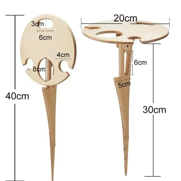

Outdoor Portable Wine Table with Foldable Round Desktop Mini Wooden Picnic Table Easy to Carry For Outdoor Party S7