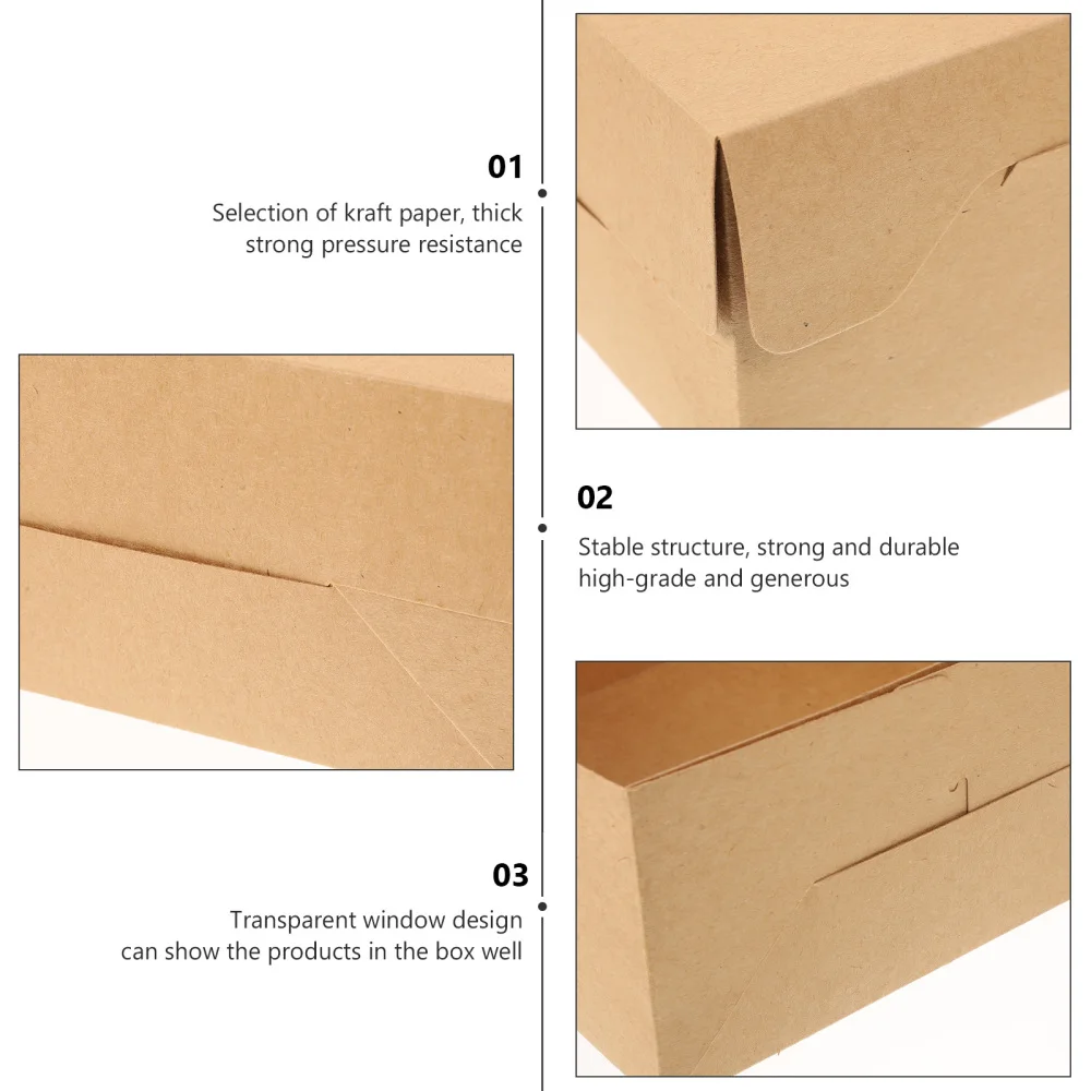 

1 Set 10Pcs 8in Cake Packing Boxes Kraft Paper Cake Dessert Holders with Window