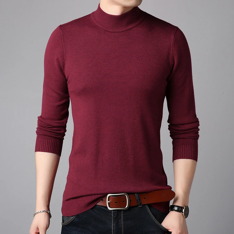 Мужские кашмирские плавки, полный Mouw Pull color Trui, мужские топы, мужские свитера, мужские одноцветные Повседневные свитера с круглым вырезом, мужские тонкие - Цвет: Claret