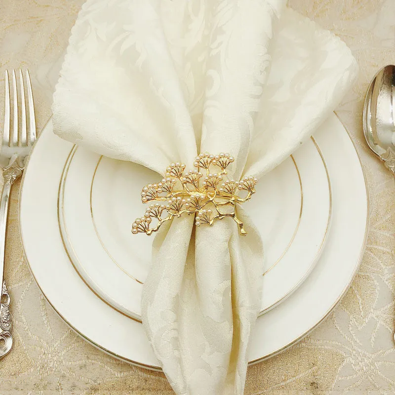 12 шт./лот жемчужная сосновая Пряжка для салфеток из цинкового сплава кольца