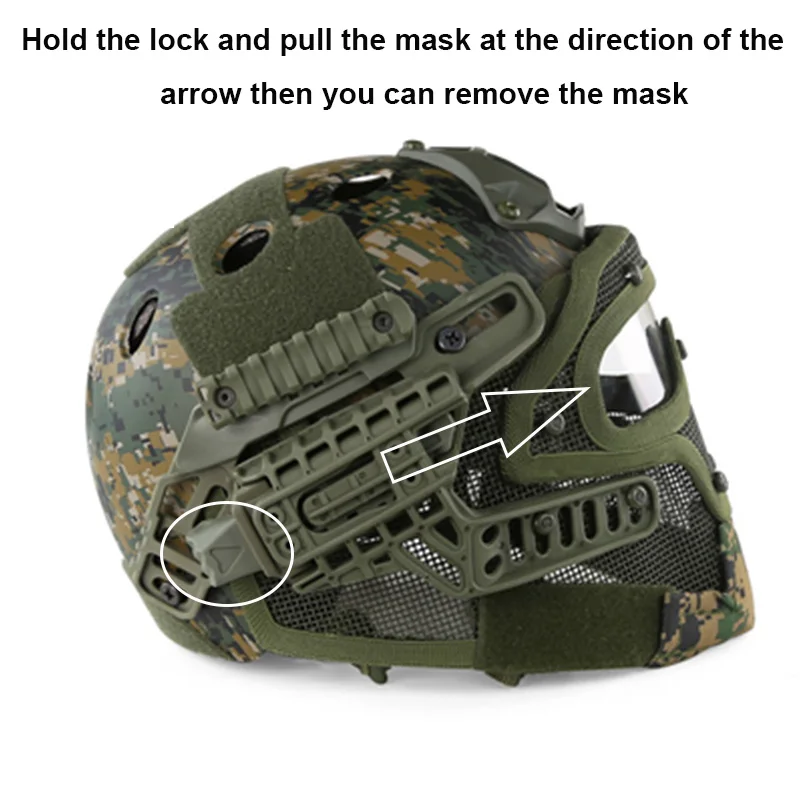 

Tactical Helmet Cover Airsoft Paintball Helmet Full Face Protective Mask Glasses G4 System For Sports Outdoor Military CS Helmet