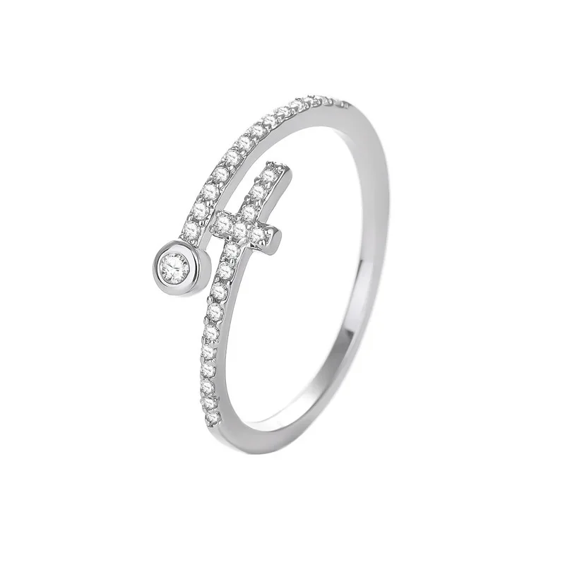 

ADGG Rings For Women New Simple Resizable Cross Ring In Gold/White Zirconia For Women/Girl Wedding Christmas Party Jewelry Gift