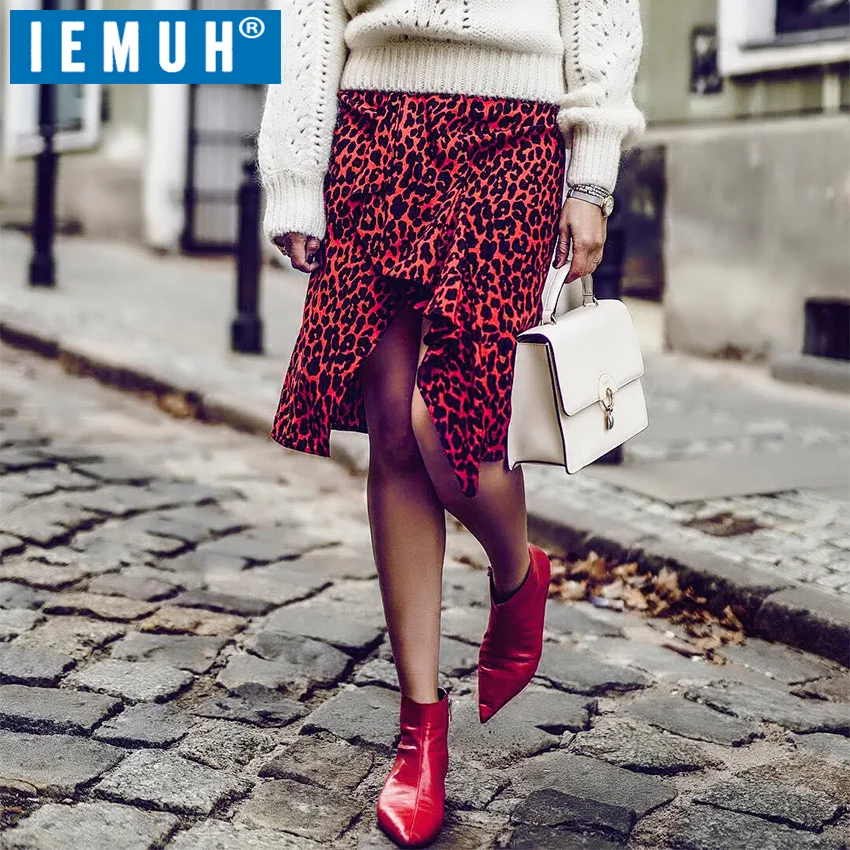 Женская длинная юбка с леопардовым принтом оборками | одежда