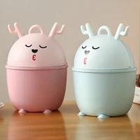 desktop trash can mini creative home plastic office with cover cute small storage bedside cartoon tea table bedroom nordic style