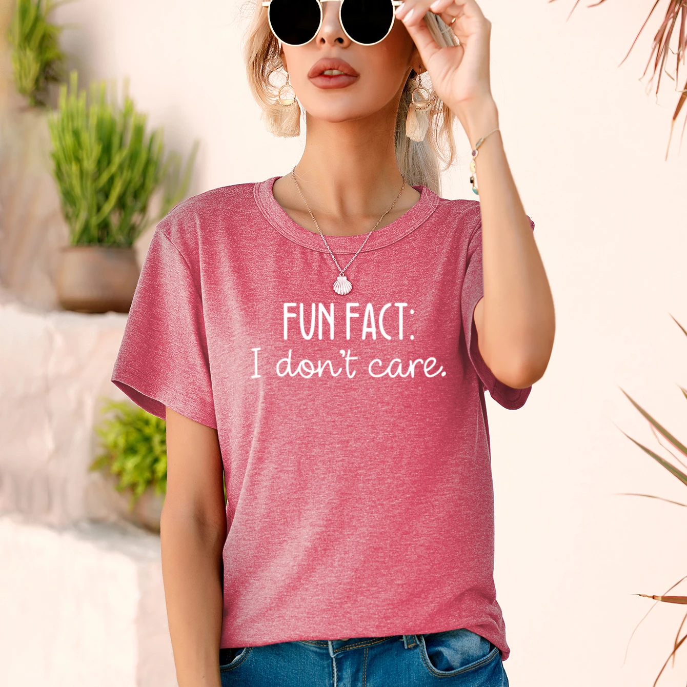 

Simple Style Females I Don't Care Letter Print Creative Lady T-Shirt Clothing Korean Colored Cotton Fashion Ventilate