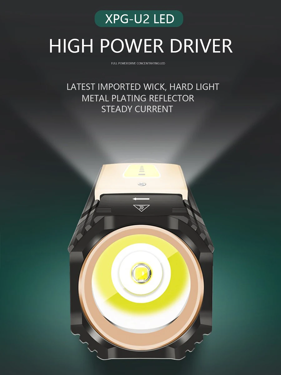 Светодиодный фонарик рабочий свет usb зарядка встроенный аккумулятор фонарь для