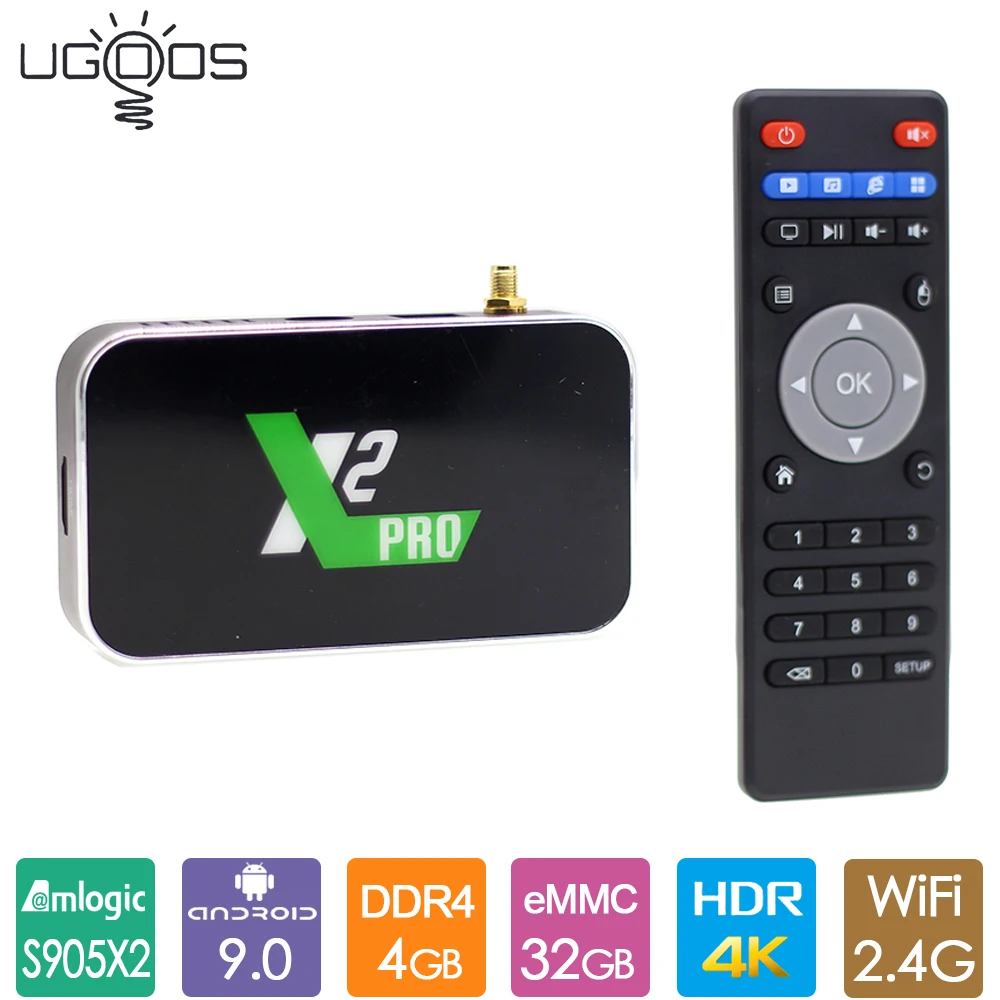 ТВ приставка Ugoos X2 Pro Android 2019 Amlogic S905X2 DDR4 4 + 32 ГБ 9 0 ГГц|ТВ-приставки и медиаплееры| |