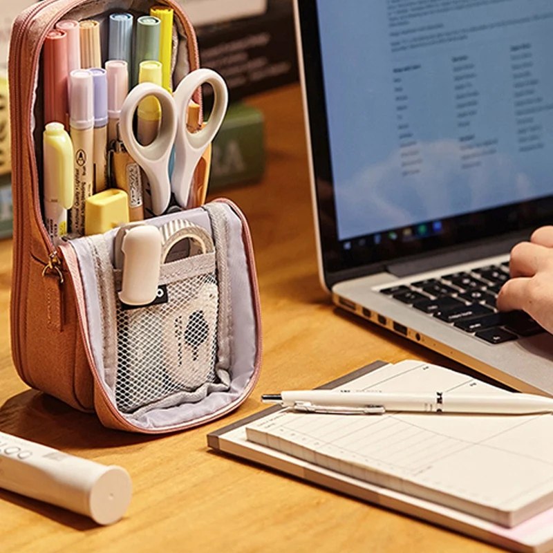 

ANGOO Pen Bag Two Layer Foldable Phone Holder for Stationery School