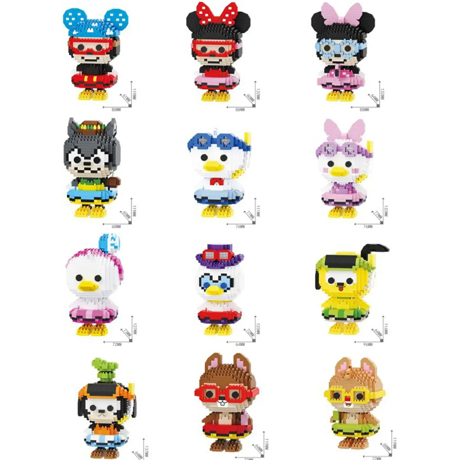 

Милые животные мультфильм щенок чипмунк утка Кот микро алмазный блок Микки Минни нанокирпич плавание обучающая игрушка строительный кирпи...