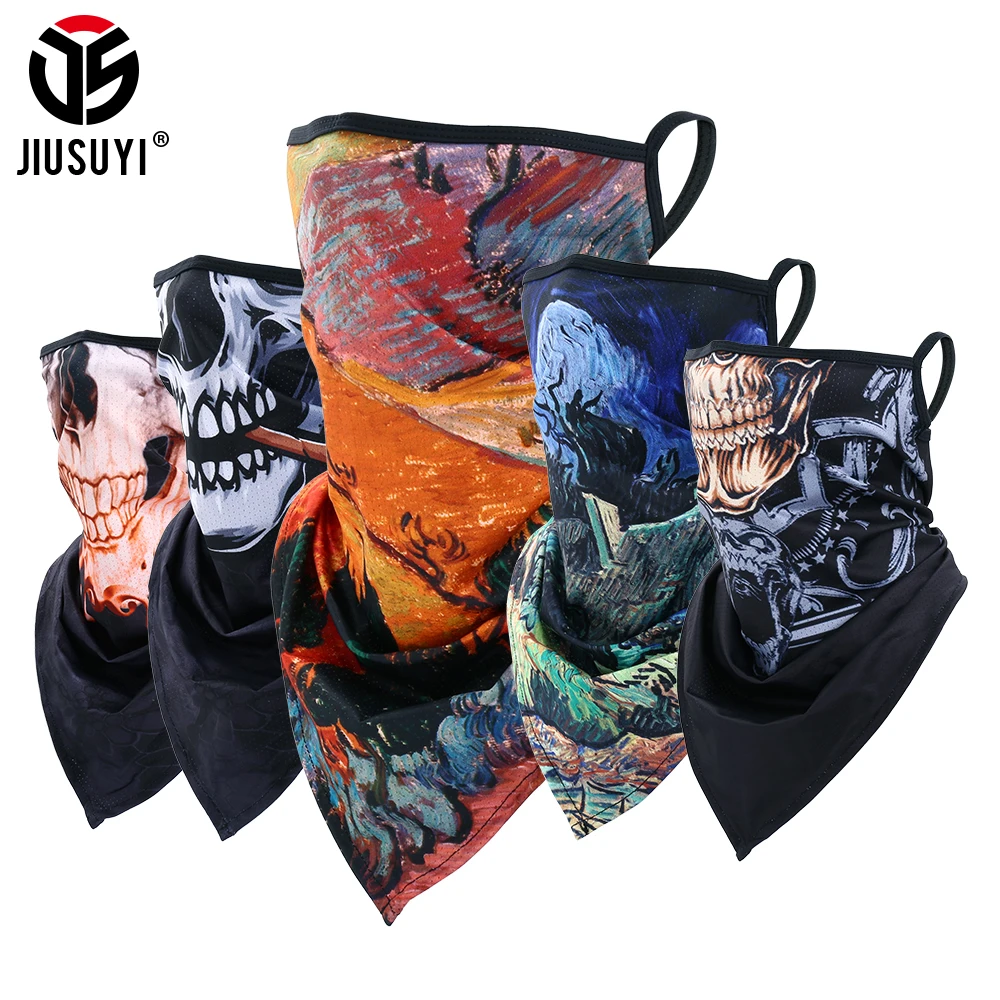 

3D Printed Windproof Ear Hanging Bandana Tube Scarves Breathable Mesh Neck Gaiter Covering Summer Fishing Headband Men Women