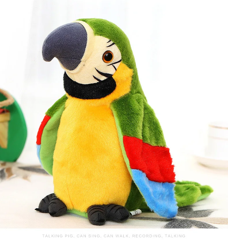 green box package Детские развивающие электронные игрушечные зверушки, 3 цвета, движение крыла, говорящий музыкальный попугай, может повторять ваши слова на любом языке - Цвет: green box package