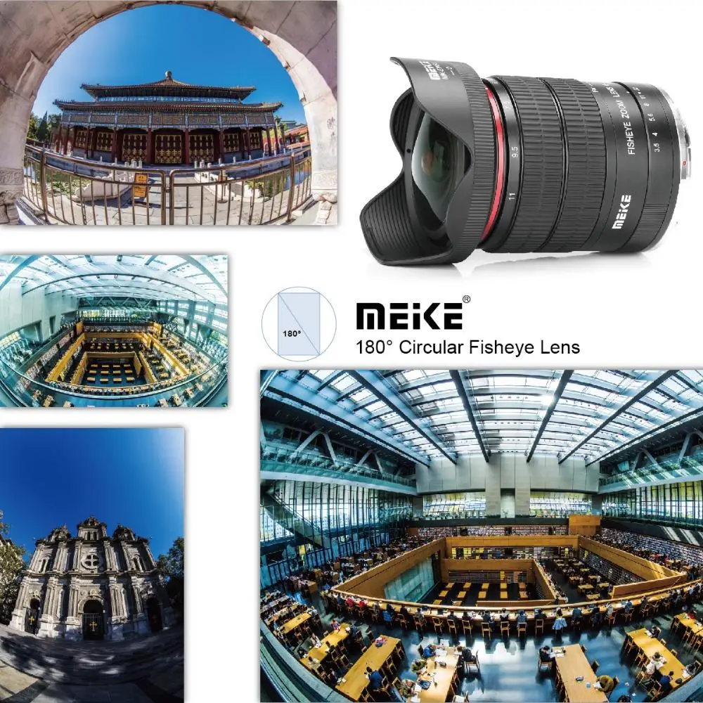 

Meike 6-11mm Ultra Wide F3.5 Zoom Fisheye Lens for All Canon EOS EF Mount DSLR Cameras with APS-C/Full Frame+Free Gift