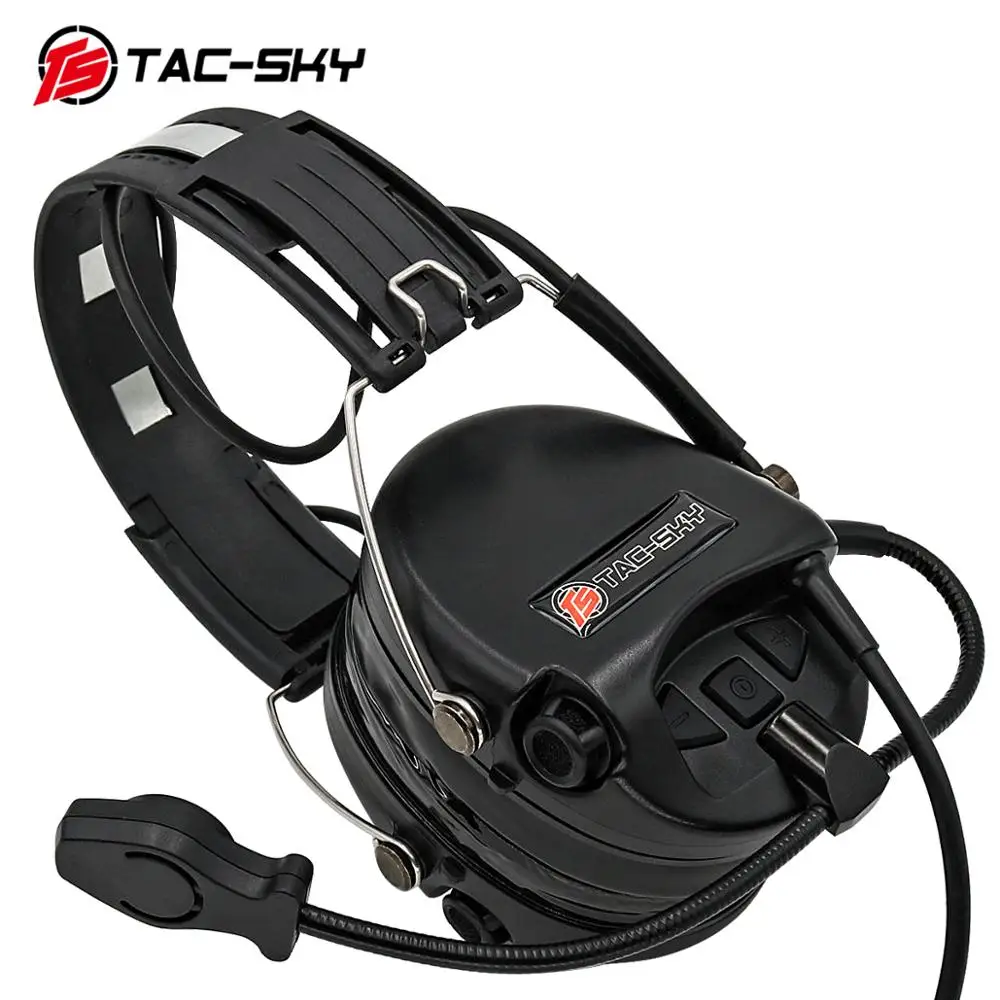 TAC-SKY Airsofte Sordin silicone earmuffs noise reduction pickup military tactical hunting shooting headphones -BK