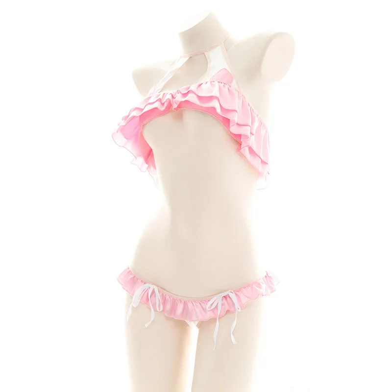 Лолита Кролик Девушка милый аниме горничной косплей набор белья бикини полый
