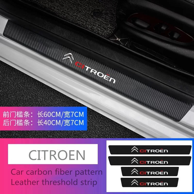 

For CITROEN Accessories 4Pcs Car Styling Threshold Door Sill Pedal Protector Carbon Fiber Stickers