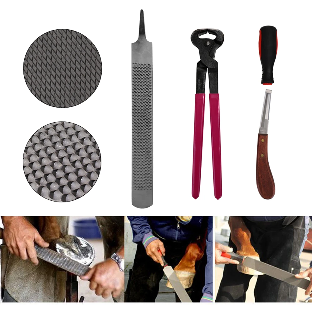 4 шт. лошадь Farrier копыта кусачки отделка обувная пилка Рашпиль ручка Нож Для Копыт