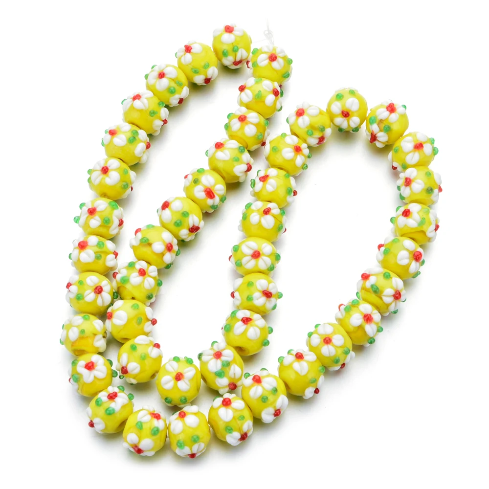 

10 pcs/lot Colorful Flower Glass Beads Loose Bead Components For Jewelry Making Bracelet Necklace DIY Jewelry Accessories