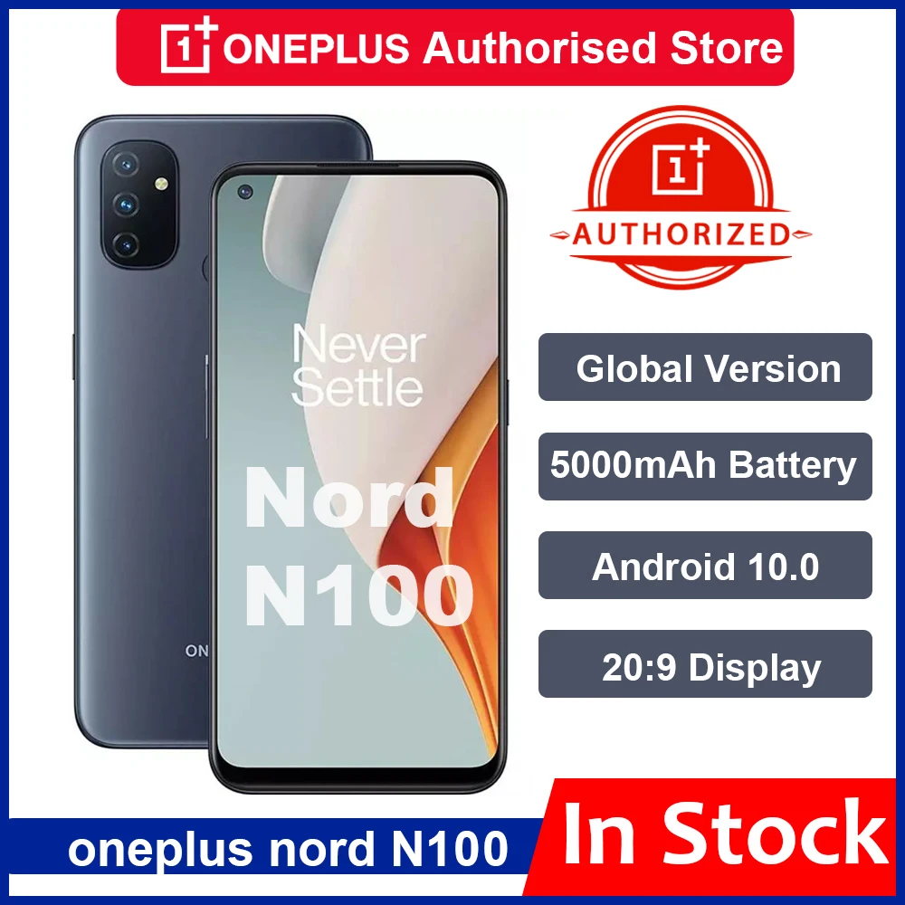Перейти на Алиэкспресс и купить Смартфон глобальная версия Oneplus Nord N100, Snapdragon 460, 5000 мАч, Android 10, тройная камера 13 МП, 90 Гц, 20:9 дисплей, мобильный телефон