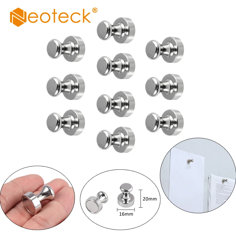 Neoteck 10 шт. неодимовые магниты из нержавеющей стали нажимные булавки для пинборда