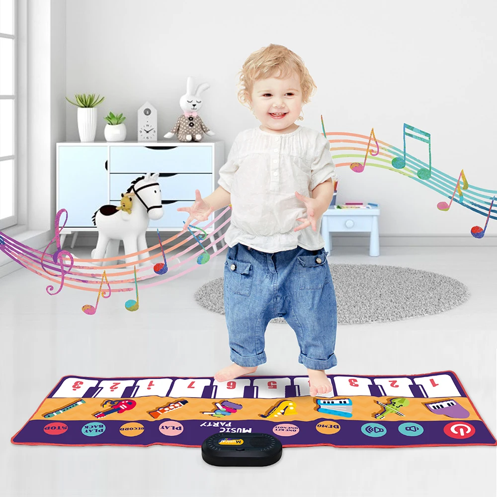 

118*38cm Kid Musical Playing Mat 8 Instruments Voices Piano Keyboard Carpet Electronic Game Educational Toys for Children Gifts