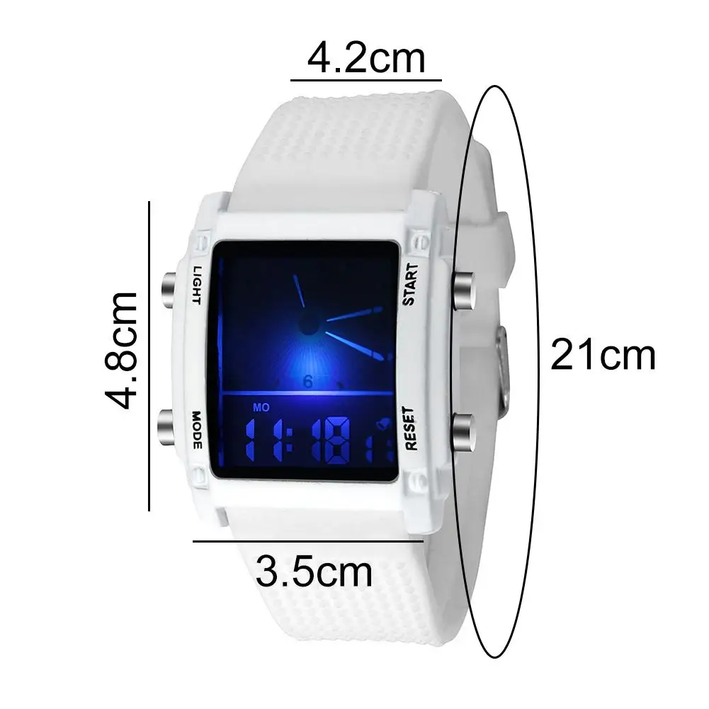

Men Women Rectangle Dail Dual Display Luminous LED Electronic Wrist Watch Gift relogio feminino