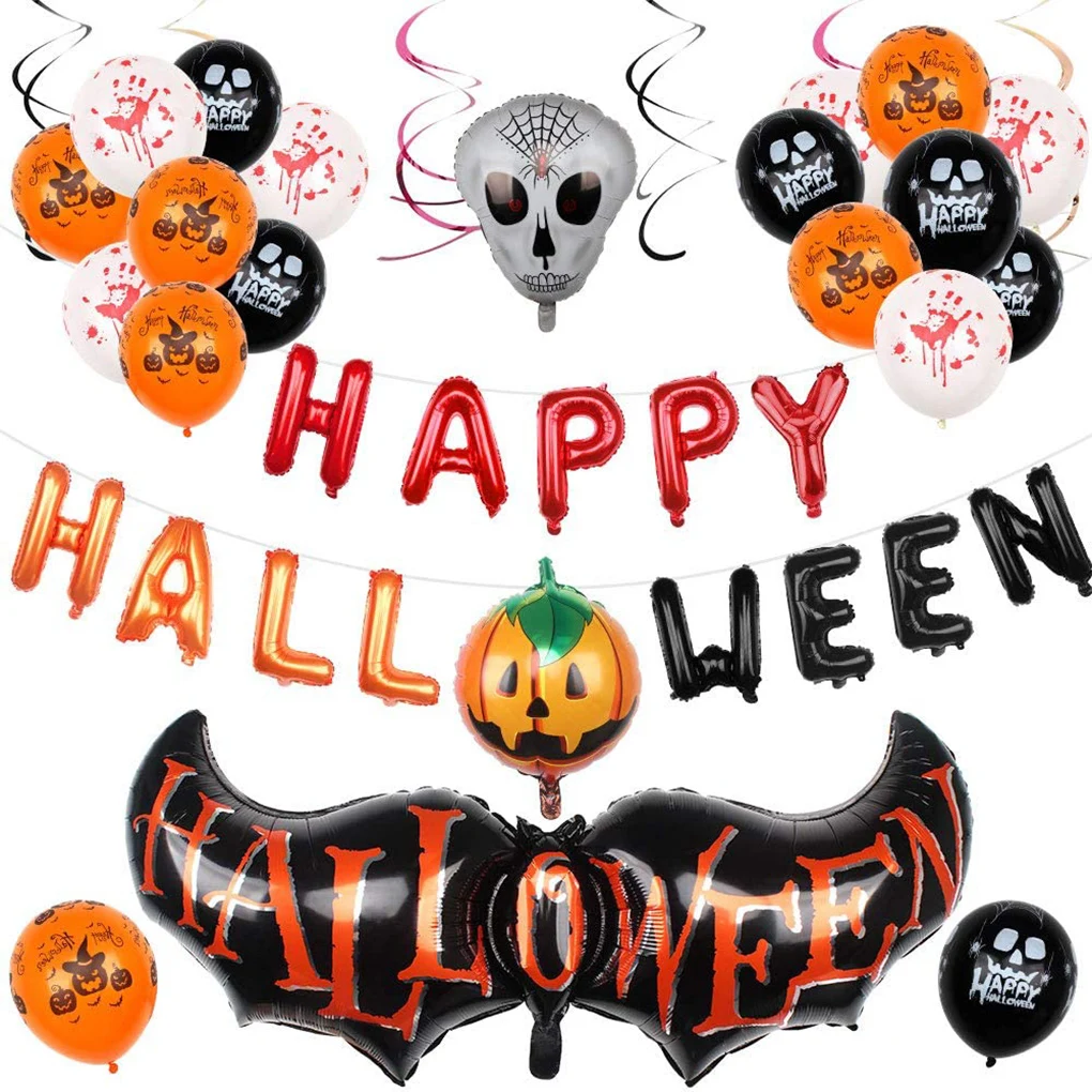 Guirnalda de globos para decoraci&oacute;n de Halloween, pegatina de murci&eacute;lago 3D, telara&ntilde;a, globos para fiesta de Halloween, suministros decorativos para interiores y el hogar, triangulaci&oacute;n de env&iacute;os-3
